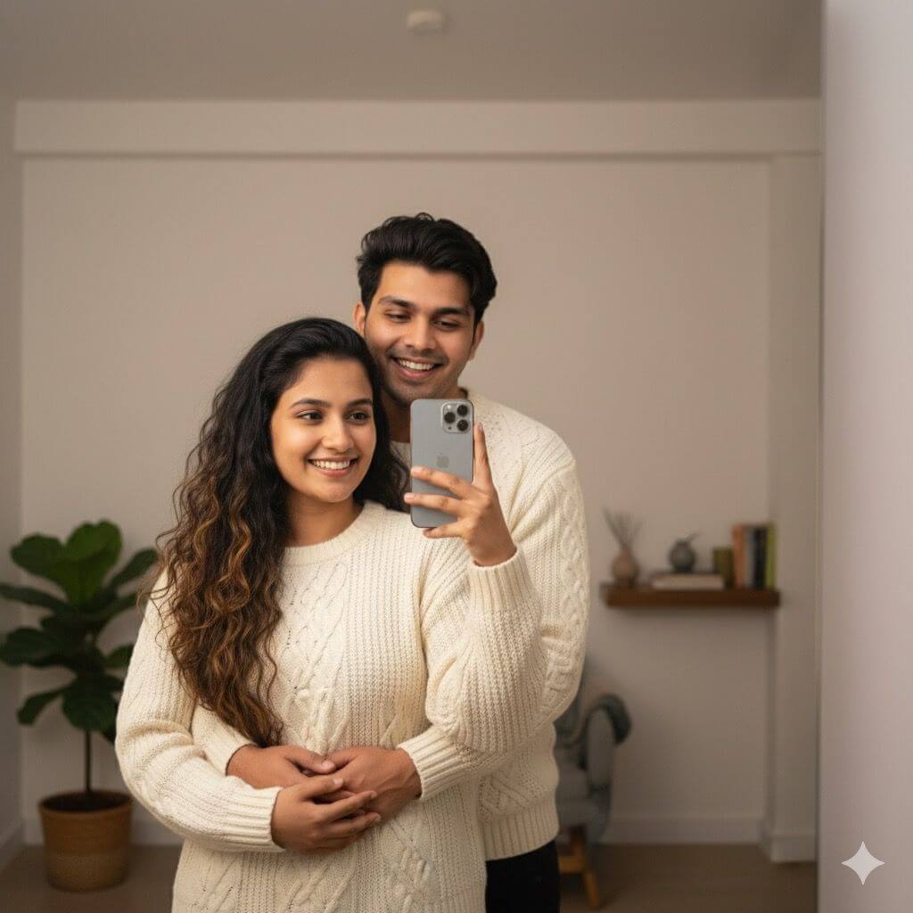 A Happy winter creamy matching dress